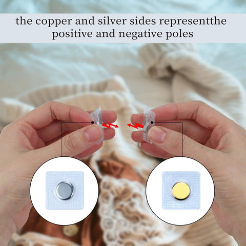 32 Pairs Invisible Hidden Magnetic Snap Buttons 1.18 Inch showing positive and negative poles for sewing projects.