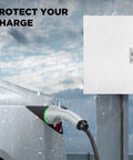 Rock Solid Outdoor Electric Vehicle Charger Cover With Keylock And Wall Mount Heavy Duty Weatherproof Electrical Enclosure Box in rain.