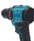 Heavy Duty Brushless Cordless Drill Kit Featuring A Badass 3/8 Inch Keyless Metal Chuck And 25 Position Clutch For Nasty Jobs And Durable Performance Straight Up Built For Every Home Reno Project, showcasing a close-up of the drill's brushless motor and control settings.