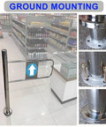 Automatic Swing Gate Built Like A Tank With Stainless Steel And Spring Loaded One Way Door for ground mounting in retail setting.