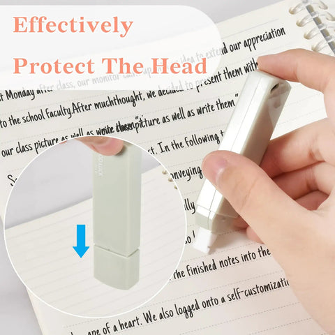 Close-up of a hand using a mini white correction tape on notebook, Six Pack Mini White Correction Tapes For Quick Corrections