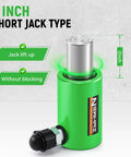 Bad Ass 10 Ton Hydraulic Cylinder Jack Pair With CP 180 Portable Pump delivers 2 inch stroke in a green short jack type.