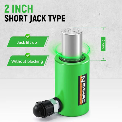 Bad Ass 10 Ton Hydraulic Cylinder Jack Pair With CP 180 Portable Pump delivers 2 inch stroke in a green short jack type.
