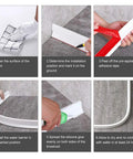 Six-step installation of Three Inch Tall Collapsible Shower Threshold Water Dam 59 Inch Long Water Splash Guard Barrier.