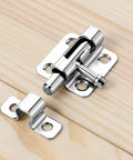 Lock It Down Small Barrel Bolt Latch Set Silver Aluminum Slide Bolt Locks For Interior Doors Cabinets And Pet Gates, Detailed View
