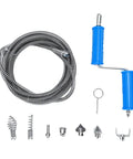 Heavy Duty Alloy Steel Drain Snake With Drill Attachment For Kitchen Sink And Bathroom Clogs Using Flexible Pipe Cleaner, 12mm auger with accessories.
