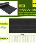 Heavy Duty 4 Foot By 300 Foot Weed Barrier Landscape Fabric 3.2 Oz Woven Geotextile for garden weed control, with 20 stakes