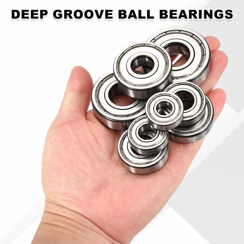 Heavy Duty Deep Groove Ball Bearing With Double Metal Shields And Chrome Steel Build Delivers Smooth Rotation And Durability For Long Lifespan Motor And Machinery Repairs Easy Install And Works Like A Charm In Any Setup At 35Mm X 80Mm X 21Mm in a hand with multiple sizes visible.