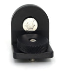 Mini Right Angle L-Shape Bracket Mount Plate Kit With 3/8-16 And 1/4-20 Screws, showing CNC machined aluminum base and adjustment knob.