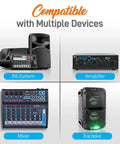 Portable UHF Wireless Microphone System With Battery Power compatible with PA system, amplifier, mixer, and karaoke devices.