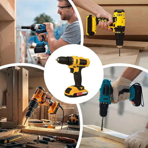 Heavy Duty Cordless Drill And Electric Screwdriver With High Torque Brushed Motor And Slick Keyless Chuck For Quick Swap Bit Changes That Handle Any Home Job With Zero Hassle In Full Beast Mode in use on wood.