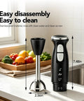 Straight Up Solid Immersion Hand Blender With Five Speed Settings And Stainless Steel Mixing Wand, black, 7.68in, easy to clean.