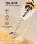 Rechargeable Electric Milk Frother Handheld 3 In 1 With LED Display And Wireless Charging 3 Speeds Stainless Steel Whisk frothing milk
