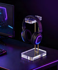 Crystal Clear Acrylic Headphone Stand With Gold Hardware Dope Look Ultra Sturdy Desk Earphone Holder For Gaming Room And Office Sleek Modern Display Keeps Your Headset Upright Neatly Organized And Always Within Reach.