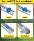 Heavy Duty One Quarter Twenty Thread Strut Channel Squeeze Nut And Bolt Combo Kit Featuring Seven Sixteenths Hex Head installation steps showing nut placement, rotation, adjustment, and bolt fixation.