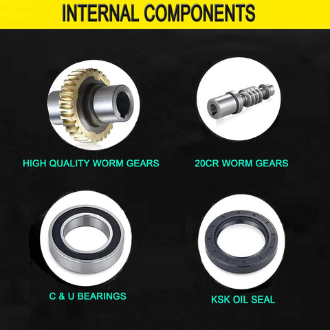 Components of NMRV030 Worm Gearbox RV030 Square Type Reducer For Nema23 Stepper Or Servo Motor, showing gears, bearings, and seals.