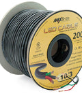 Dope 200 Ft 18AWG Low Voltage LED Cable Three Conductor Black Jacket In Wall Speaker Wire UL Class 2 Certified Spool