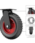 8 Inch Heavy Duty Swivel Caster Wheels With Polyurethane Flat Free Tire For All Terrain Outdoor Use Ideal For Dolly Utility Cart And Industrial Applications Rugged Steel Hub With Integrated Bearings For Smooth Maneuverability