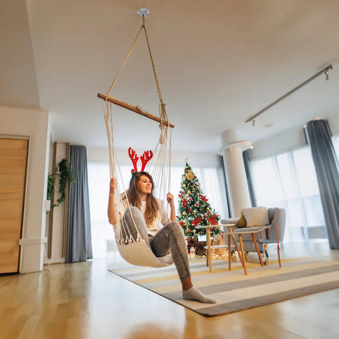 Legit Heavy Duty Wall Mount Bracket For Suspension Straps And Ceiling Anchor X Mount for yoga swings in a cozy living room.