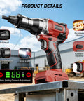 Professional Cordless Rivet Nut Tool Kit With Brushless Motor And One Button Operation Delivers Hella Fast 2030 Pounds Of Pulling Force For 18V Battery Platforms And Pro Shop Work close-up showing bolt head, LED light, and control settings.