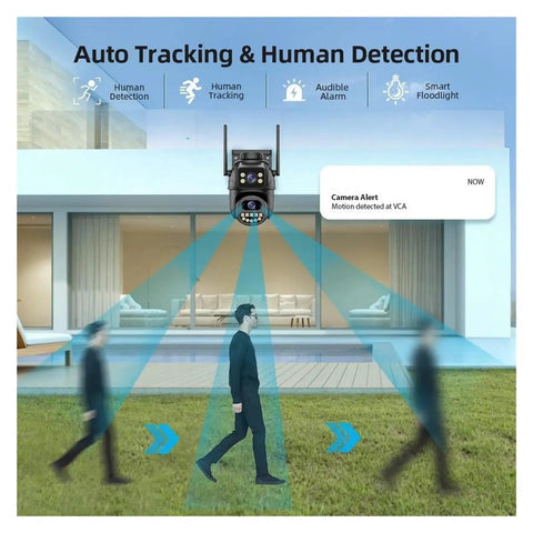 Auto Tracking & Human Detection feature of Top Tier 4K 8MP Dome Security Camera Featuring 5X Digital Zoom And Hella Crisp 85 Degree Viewing Angle.
