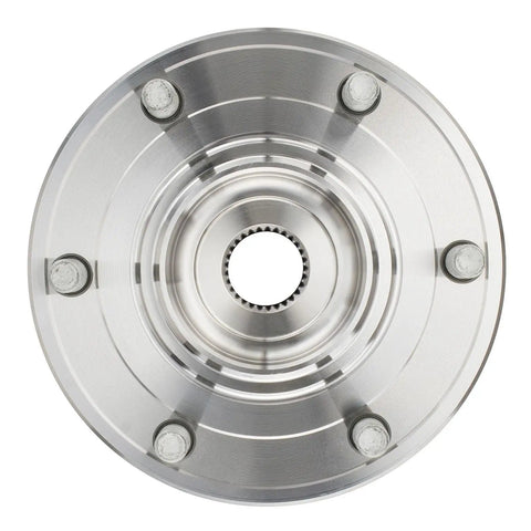 Genuine Front Wheel Bearing And Hub Assembly For Nissan Armada 2012 To 2015 OE Replacement showing front view with bolt holes.