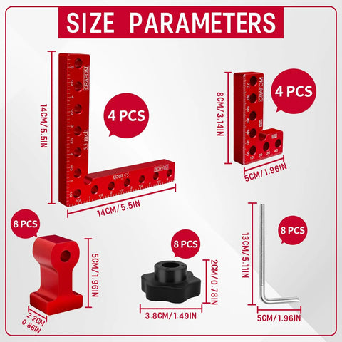 Corner Clamp For Woodworking 90 Degree Right Angle Clamp Set Of Eight Aluminum Alloy With Box Three Inch And Five And A Half Inch