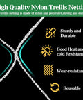 Heavy Duty Garden Trellis Netting 5 By 15 Feet Polyester Nylon Square Mesh For Climbing Plants Fruits Vegetables and Vines Durable Reusable