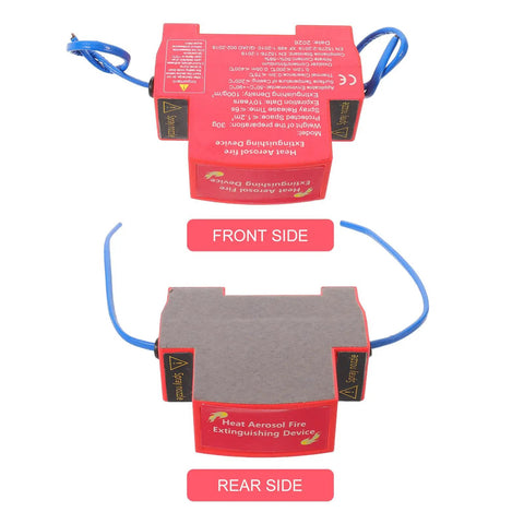 Automatic Car Fire Extinguisher Mini Auto Fire Fighter With Badass Adhesive Immediate Fire Stopping Power For Engine Bay Blazes And Electrical Gremlins Tough Security For Your Whip Smart Dash Hide Rv Rig And Boat Load showing front and rear sides