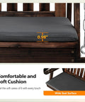 Close-up of 4 Ft Porch Swing With Stand Heavy Duty 660 Pound Wooden Swing Set With Canopy showing soft cushion and chain detail.