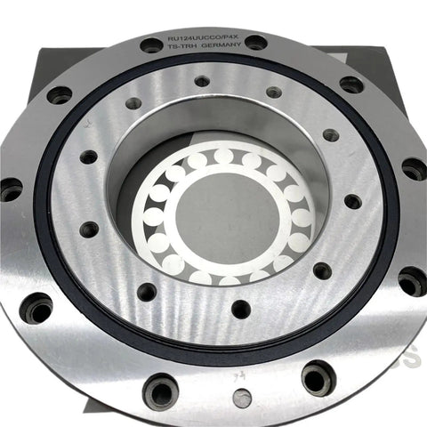 Rock Solid RU124XUUCC0 Cross Roller Slewing Bearing Knockout Precision with smooth finish and mounting holes, designed for robotics