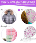 Image showing methods to create static electricity using fur, hair, and a dry towel with a balloon.