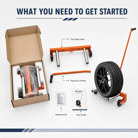 Heavy Duty Tire Dolly Cart With Comfy Handle To Haul Hella Heavy Rims Up To 350 Pounds Across Busy Garages Without Leaving Your Back Feeling Shot Tomorrow with tire frame and ergonmic handle.