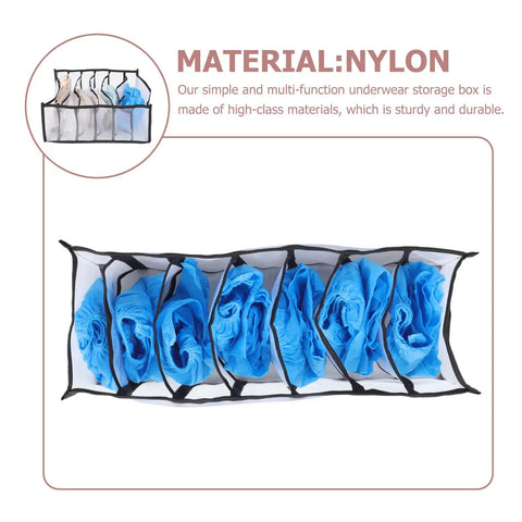 Three Pack Dope Underwear And Sock Storage Bins Made From Heavy Duty Nylon Grid Panels Delivers A Hella Neat Dresser Drawer And Closet Game Changer Setup, featuring organized blue fabric items.