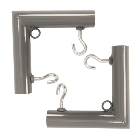 1-3/8 Inch Corner Kit For Golf Practice Cage Frames, 10 Piece Powder Coated Triple Corner Bracket Set With Threaded Eye Bolts, Right Angle And Dual Connection Brackets, Canopy Fittings For Backyard Indoor Outdoor Nets, Gray