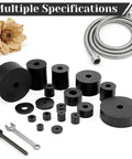 Rock Solid Black Rubber Spacers For Home Improvement, 32 Pack Hella Heavy Duty Washer Bumpers with various sizes and shapes.