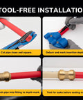 Tool-free installation steps for Three Quarter Inch Push To Connect Ball Valve Fitting for Copper CPVC PEX plumbing