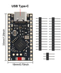 4Pcs Nrf52840 Pro Micro Development Board With Bluetooth 5.0 And Usb C Wireless Charging Module For Diy Electronics And Iot Maker Projects Featuring Arm Cortex M4F Processor, USB Type-C shown with pins.