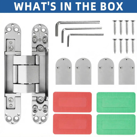 Badass Silent Hidden Door Hinges Six Inch Outswing Concealed Butt Hardware 180 Degree Three Way Adjustable components kit
