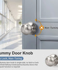 2 Pack Brushed Nickel Dummy Door Knobs With Single Sided Handles For Closets And Pantries, Satin Nickel One Side No Latch Non Turning Interior Push Pull Knob For French Double Doors on gray door