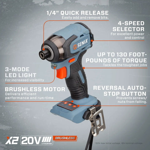 Cordless 20-Volt Max 1/2-Inch Hammer Drill Driver And 1/4-Inch Impact Driver Power Tool Combo, front view showing features and buttons.
