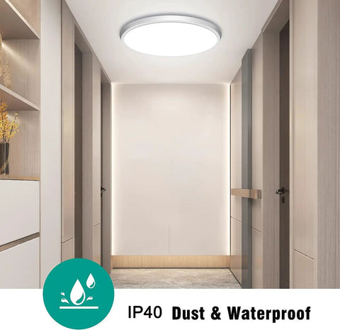 Motion Sensor LED Ceiling Light 12 Inch Flush Mount 24W Daylight Sensor in hallway, IP40 dust & waterproof