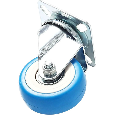 12 Pack Swivel Plate Caster Wheels With 50mm Plate Blue Polyurethane Wheels 360 Degree Swivel No Brake Smooth Silent Roll For Carts