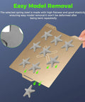 Heavy Duty Flexible Pei Build Plate For 3D Printers Slick Dual Sided Textured Steel Sheet showing easy model removal with star shape prints.