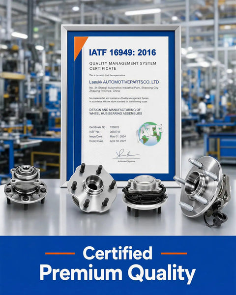 IATF certificate showcasing premium quality for 2X Front Wheel Bearing Hub Assembly For Nissan Rogue 2014-2023 Rogue Sport 2017-2022.