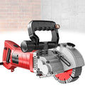 Heavy Duty Powerhouse Electric Wall Cutting Saw With Laser Aiming 5500W Concrete Chaser 6500RPM side view with blade and handle.