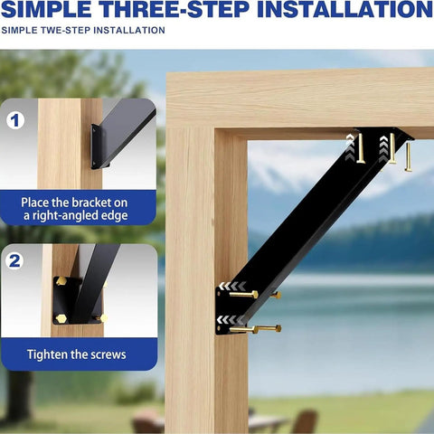 Heavy Duty 45 Degree Angle Support Bracket Kit For Wood Structures And Pergolas Four Pack Weather Resistant Corner Braces Inside Joint Perfect For Gazebos Treehouses Cabins Patios And Other Outdoor Wooden Builds