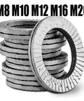 Pro Grade Copper Wedge Lock Washers for M8 M10 M12 M16 M20 stack showing industrial hardware fit and design.
