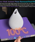 Glacier Cold Build Plate For Bambu Lab 3D Printers with 100°C print, featuring a white filament drop shape on a purple surface.