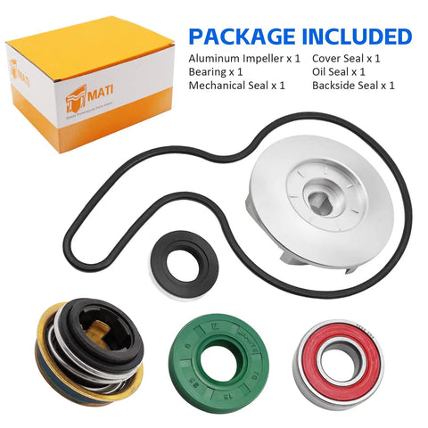 Spiff Up Your Trail Beater With This Slick Aluminum Water Pump Rebuild Kit Featuring OEM Quality Seals And Drivers Perfect For Polaris RZR 800 Sportsman And Ranger Crews: aluminum impeller, seals, and bearing kit.